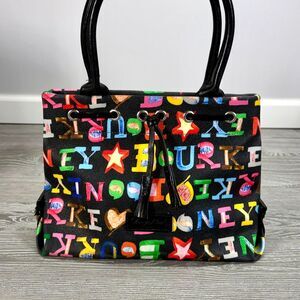 Dooney & Bourke Crayon Graffiti Mini Tassel Tote Purse Shoulder Bag Colorful Y2K